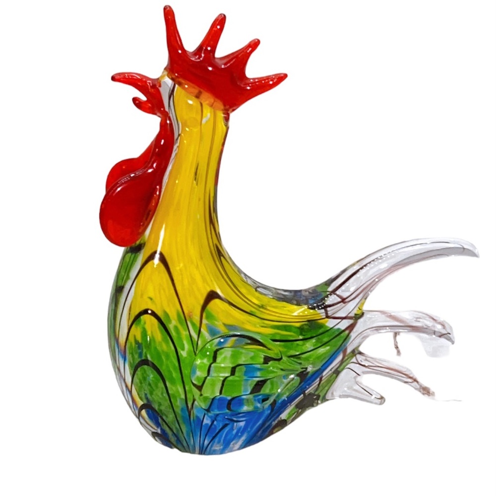- Lightly Heavy Blown Glass Rooster Figurine